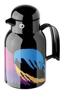 1 Liter Isolierkanne, Modell Thermobird, Farbe: Schwarz/Paradiesvogel, Hersteller Helios