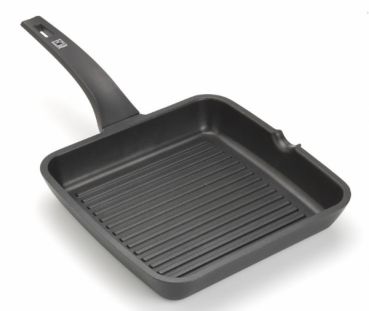 Aluguss Grillpfanne gerillt mit Bakelit-Griff 22x22cm, geeignet auf fr Induktion, Serie Efficient, Hersteller Pinti