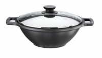 Wok mit Glasdeckel und Grillrost 24cm, geeignet auch fr Induktion, Serie Efficient, Hersteller Pinti